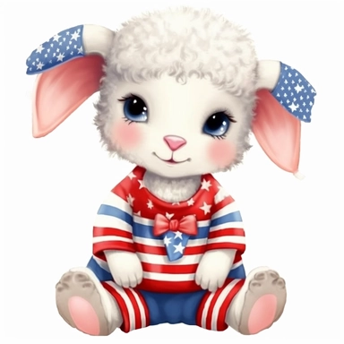 very cute 4th of july themed baby lamb clipart