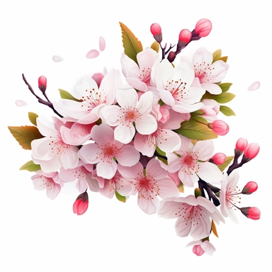 Cherry blossom flowers high quality Vector Clipart , White Background