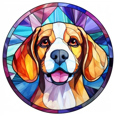 Stained Glass Beagle Dog Sublimation Clipart, Stained Glass Beagle Dog Portrait, Mandala background Stained Glass, Colorful Stained Glass, Suncatcher, Rainbow style of Stained glass, Colorful Stained Glass, Cricle Stained Glass, on white background