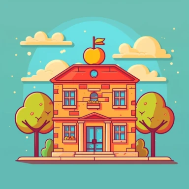 school with solid background cartoon vector clipart in the style, flat and simple and roundy illustration for little kids