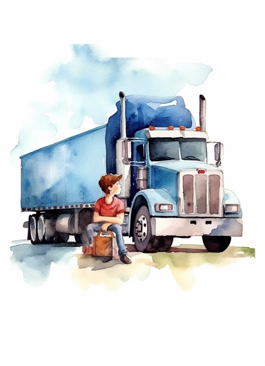 Truck driver Father's Day Clipart Watercolor