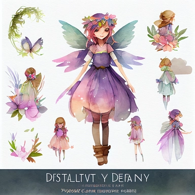 Destiny Fairy Girl Watercolor Bundle Watercolor Clipart, details