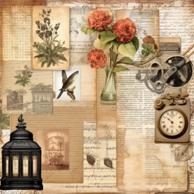 vintage Victorian Junk Journal kit clipart