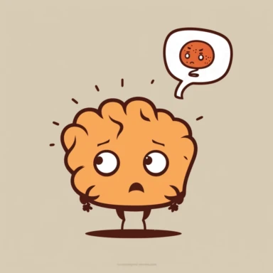 minimalistic clipart of humanized brain asking a question, pixar style