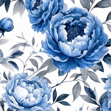 blue peonies flower seamless for paper pack , watercolour peony clipart, high quality , 12x12 in , 300 dpi