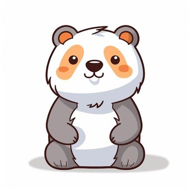 Generate a cute cartoon bear clipart with a white background. The cat should be facing forward and have large round eyes and a small triangular nose. The ears should be pointy and slightly tilted backwards. The fur should be smooth and have a light pastel color, and there should be no shadows, borders, or watermarks. Please ensure that the image is crisp and sharp