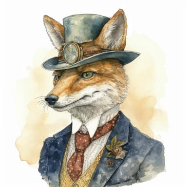 jackal gentleman, watercolour, clipart