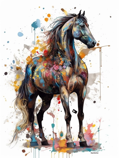 Clipart, Multiple poses, White background. A spirited black stallion, full body, expression pose, proud stance. abstract, colorful and detailed, Lock and key, layered ghost print of cowgirl bucked on horse. Lined pencil illustration, ornamental watercolor, and a simple painting one brushstroke representing breaking free spiritually. Gears, studio light, quill pen. Ink splatter, air bubbles, in the style of Jan van Huysum’s paintings, with a lush arrangement of ecosystems, sunlight, surrounded by
