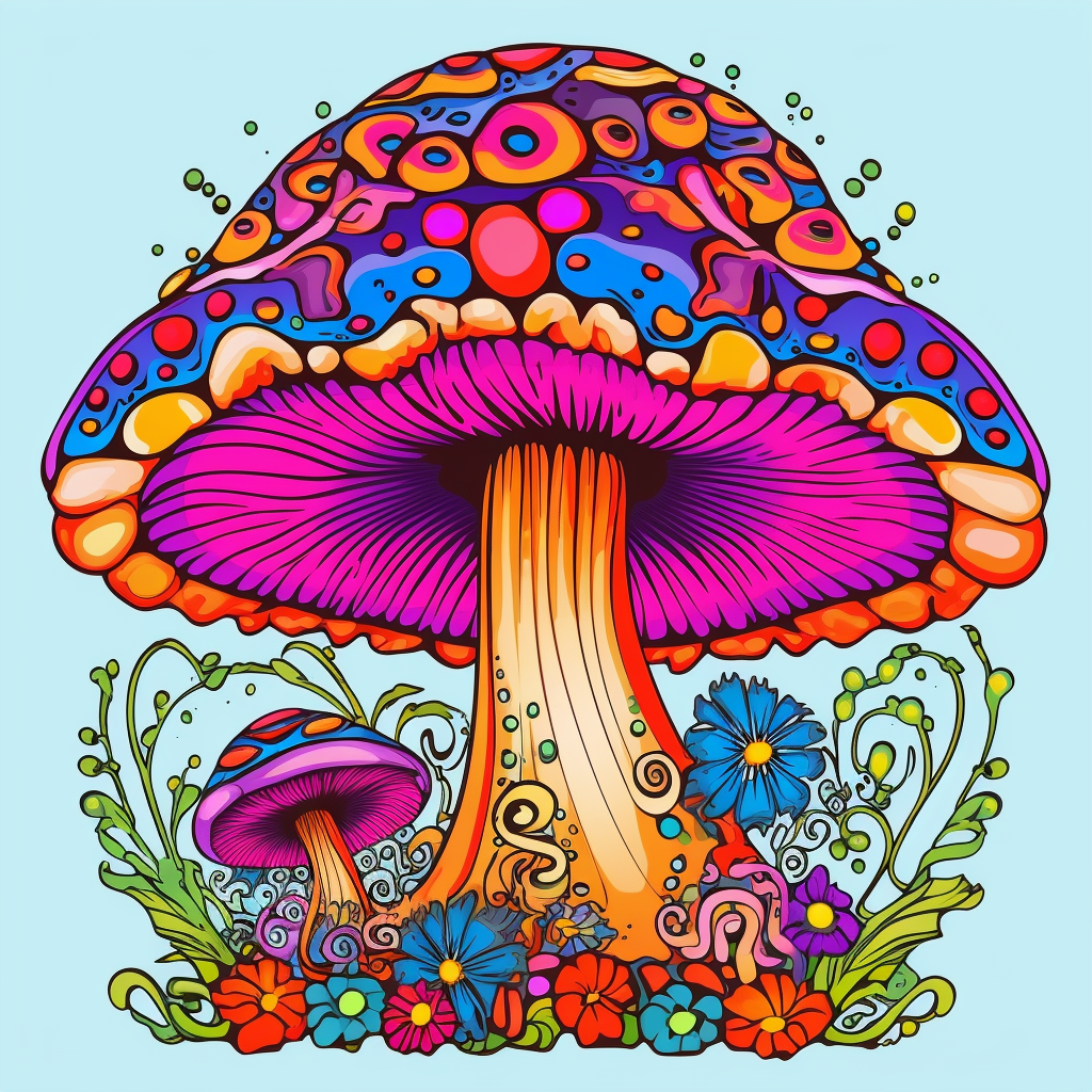 Trippy Mushroom psychedelic and vibrant clipart whimsical and surreal ...