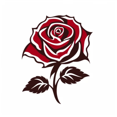 red rose flower silhouette vector flat simple identification symbol white backround white background minimalistic clipart png svg