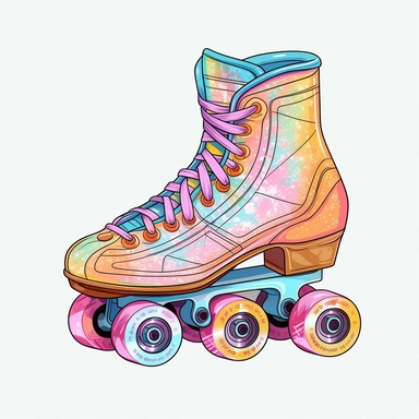 Beautiful Retro 80s pastel color roller skates sublimation clipart, hyper realistic, intricate detail, illustration style, high solution, on the white background, white background for removing background - - no text shadow font watermark