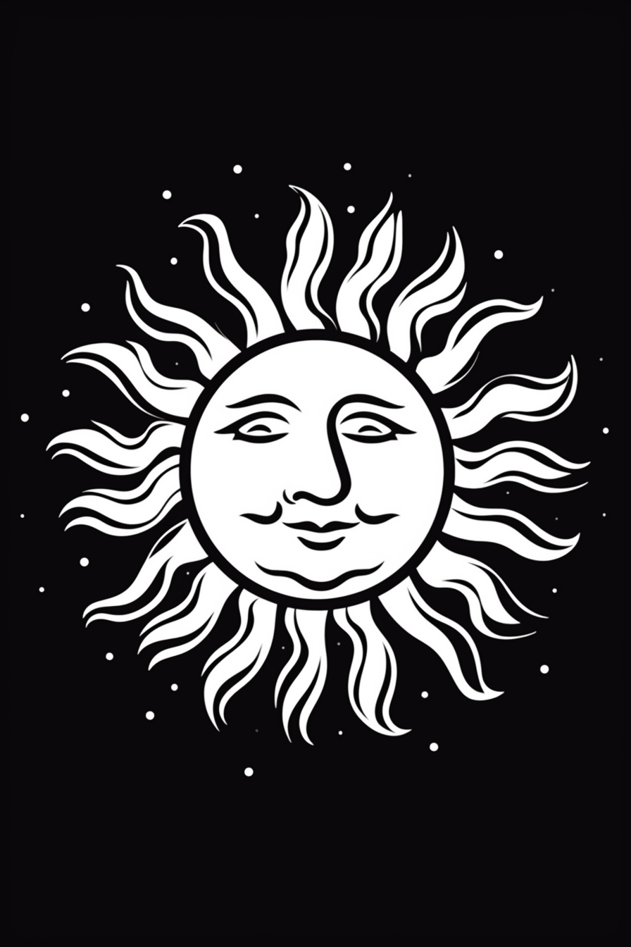 black and white sun clipart