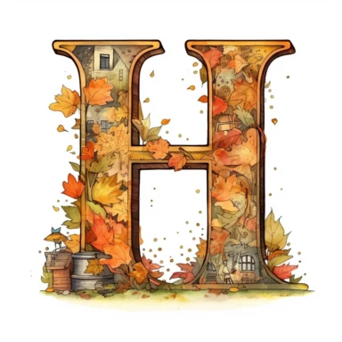 the letter H clipart, white background, fairytale