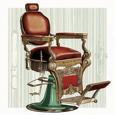 Barber Shop Chair Illustration, 1920s Illustration, Vintage, Antique, Ephemera, Clipart, 8k, Isolated on white