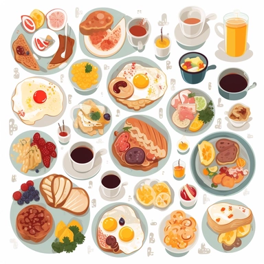brunch, Flat Vector Cliparts Collection, white background