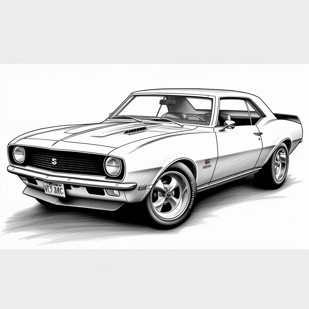 1967 Chevrolet Camaro Z/28 clipart, black and white - Clip Art Library