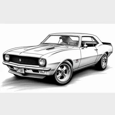 1967 Chevrolet Camaro Z/28 clipart, black and white
