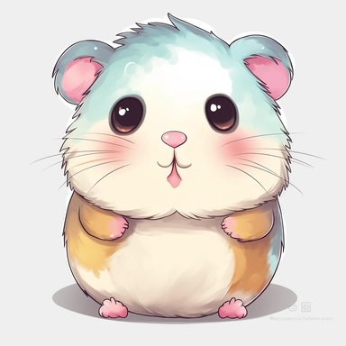 kawaii cute, hamster, clipart, sticker, colorful, no background, hd