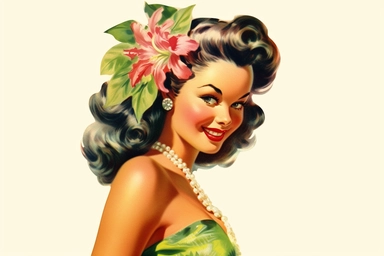 vintage hawaiian pin up girl watercolor clipart
