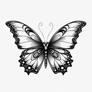 butterfly, lineart, black and white, clipart