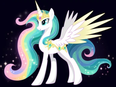 My Little Pony, Clipart, MLP OC, Vector, Princess Celestia, neon lights, high-definition, cartoon