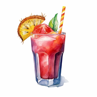 cold beverage clipart, watercolor, white background,