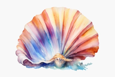 Watercolor, Angel wing shell, clipart, hd, on a white background, spaced out