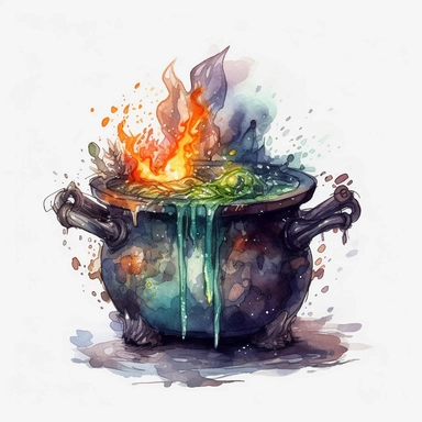 Watercolor witches cauldron, fantasy, magic, Fantasy Clipart, PNG Clipart, Illustration clipart, 4K, extremely detailed