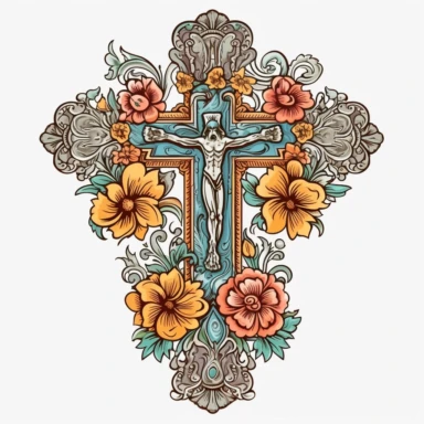 beautiful cross clipart, contour, white background no jesus