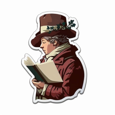 vector sticker design, Christmas caroler clipart, white background, flat colors