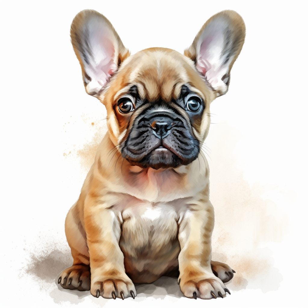 watercolour cute realistic French bulldog puppy beautifully detailed ...