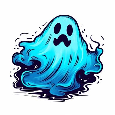 cute halloween ghost, duotone, vivid colors, clipart, whitebackground