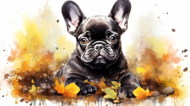 hyperrealistic ultra detailed watercolor clipart, French bulldog in the park like in a children's book, white background, in the style of digital print, clipart, illustration, sticker, ultra high definition, rich details, 32K, HD