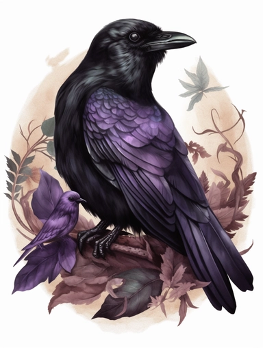 hyper realisticFamiliar: Create a clipart of a familiar, which is a witch's animal companion. You can draw a black cat, a raven, or a snake with a gothic twist. watercolor illustration, color palette Violet, eggplant,diesel,dusty gray,cannon pink, tamarind,mulled wine,charade ,realistic,symmetry,png white background