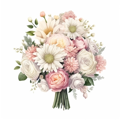 Bride's bouquet, Wedding small Flowers, PNG Clipart, Illustration clipart, 4K, extremely detailed Sublimation Clipart,Cartoon,hyper realistic, intricate detail, illustration style,high solution,on the white background