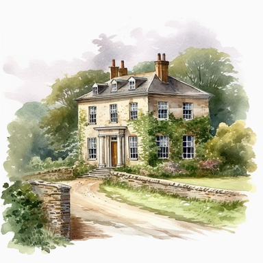 watercolour beautiful Georgian country house beautifully detailed perfect realistic Georgian country house beautiful perfectly detailed Georgian country house png image,high resolution,300dpi,graphic clipart,computer graphics