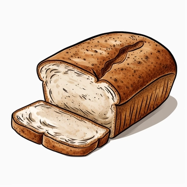 sourdough bread, clip art, cartoon, white background