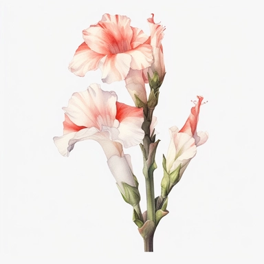 Gladiolus flower, water color style, clipart, white background