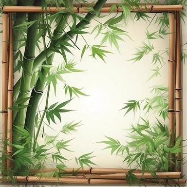 bamboo frame with green leaves and wood bamboo clipart vector, hd illustration, in the style of zhang kechun, uhd image, pictorial harmony, crosshatched shading, large-scale murals, zhichao cai