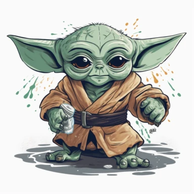 baby yoda fight clipart