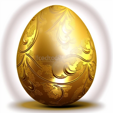 golden easter egg clipart , one egg, no drop shadow, Soft Lighting,