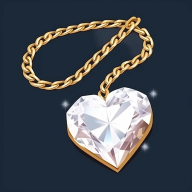 clipart elements, digital art style, gold y2k chains with diamond crusted heard pendant by cartier and tiffany, clipart vector isolated on a white background,