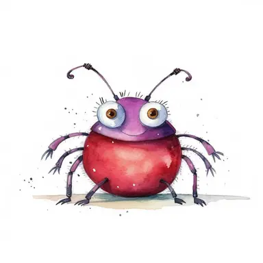 watercolor kids' simple illustration very cute and sweet smiling bug, clipart, white background