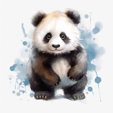 clipart of a cute panda on a white background, full-body view, realistic illustration, oil paints, crimson, neat strokes, expressive, Disney charm, very detailed, soft gradient, light contrast, dreamy, inspiration from Artstation, white solid background –q2 –v 5.1