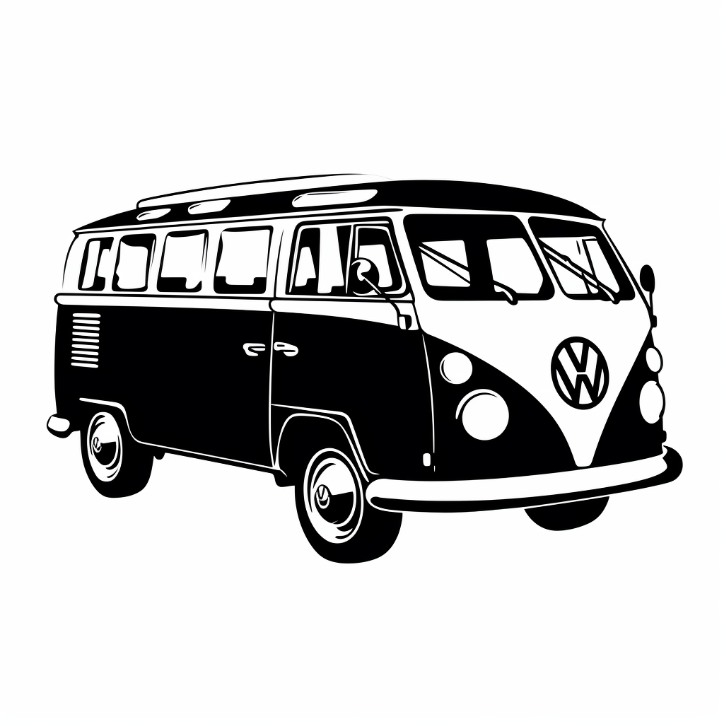 minimalist vw caravan car black silhouette clipart, simple line art ...