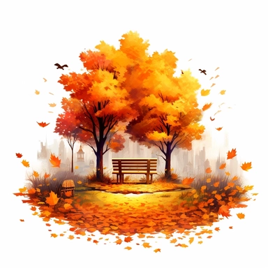 single clipart image png graphic of a Realistic Painting Clipart Season Autumn Fall PNG Illustration