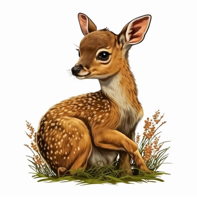 cartoon of mutt mixed baby deer, cute, funny, clipart style, vector style, white background