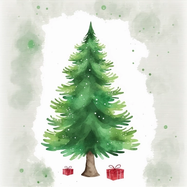 simplified clipart single christmas tree, simple shapes, no lines, no outlines, clipart, featured on dribble, cartoon tree clipart, minimalist, computer vector graphic design clip art, watercolor illustration clipart, watercolour clipart, watercolor illlustration for kids and children, book illustration, print on demand image, PNG tranparent background
