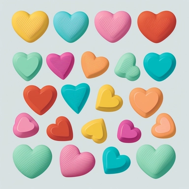 candy hearts, vector, clipart, sticker, 2d