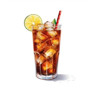 Long Island Iced Tea coctail, clipart, white background